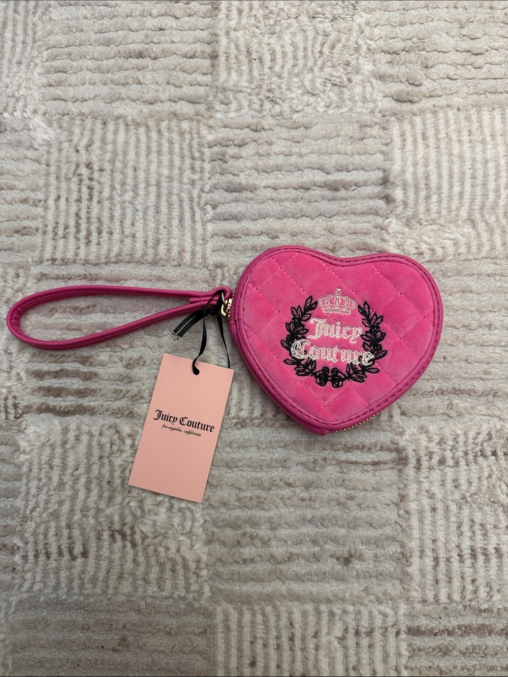 Juicy Couture Hot Pink Quilted Heart Wristlet Pouch